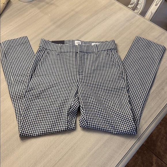 GAP Navy and White Gingham Skinny Ankle Pants - Picture 5 of 6